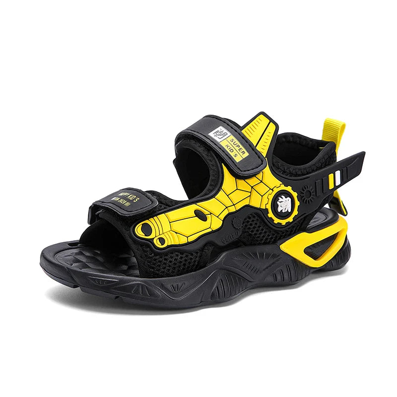 Kids Mecha Robot Style Closed Toe Sandals Adjustable Straps Breathable Summer Shoes for Boys Outdoor Beach Casual Sports Sneaker