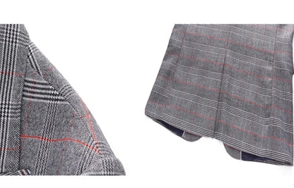 (  Blazer + Vest + Pants ) High-end Brand Gray Plaid Mens Formal Business Office Suit Three-piece Groom Wedding Dress Party Suit