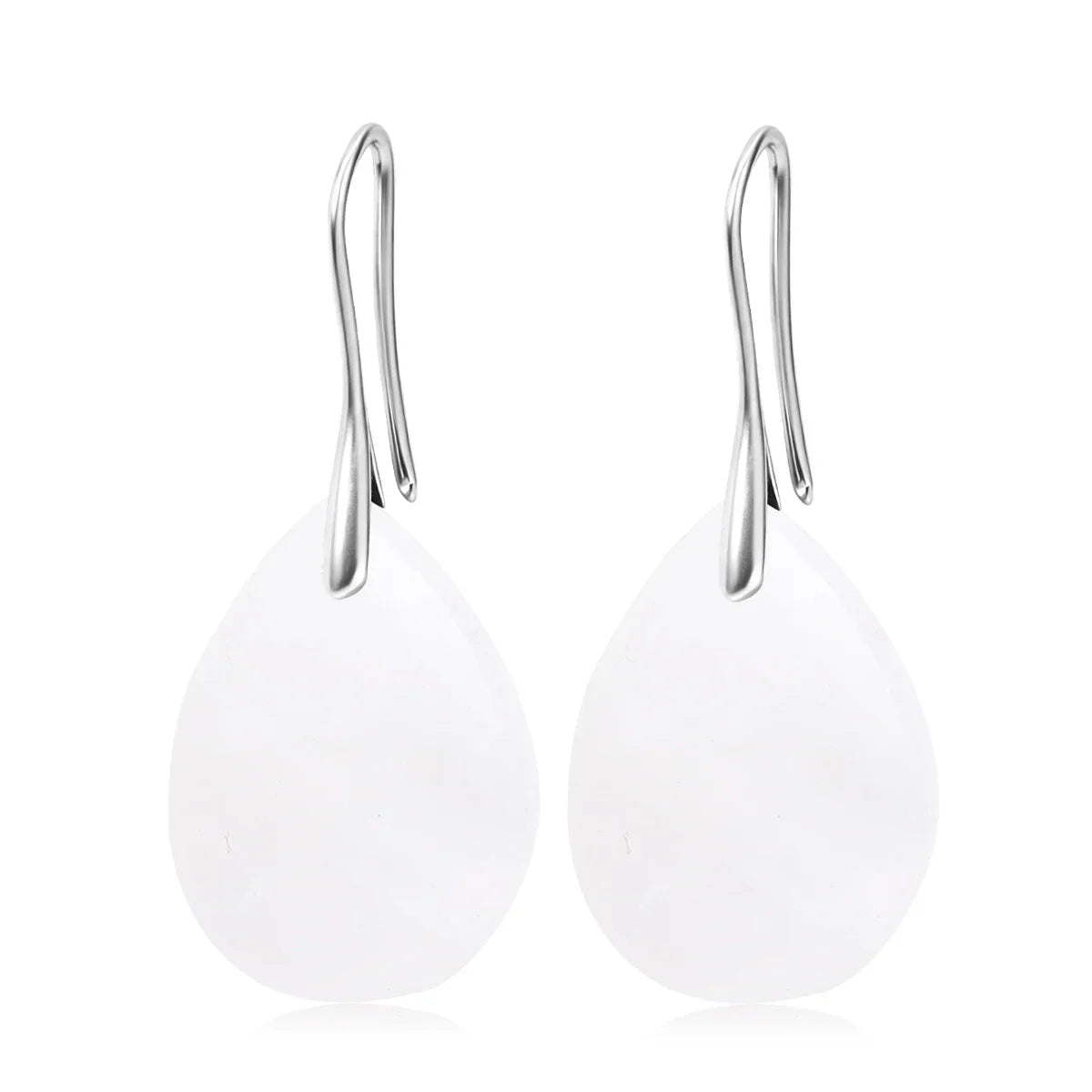 Natural Stone Pendant Women's Teardrop Earrings Elegant Gem Jewelry Creative Gift Black Obsidian Amethyst Rose Quartz Earrings