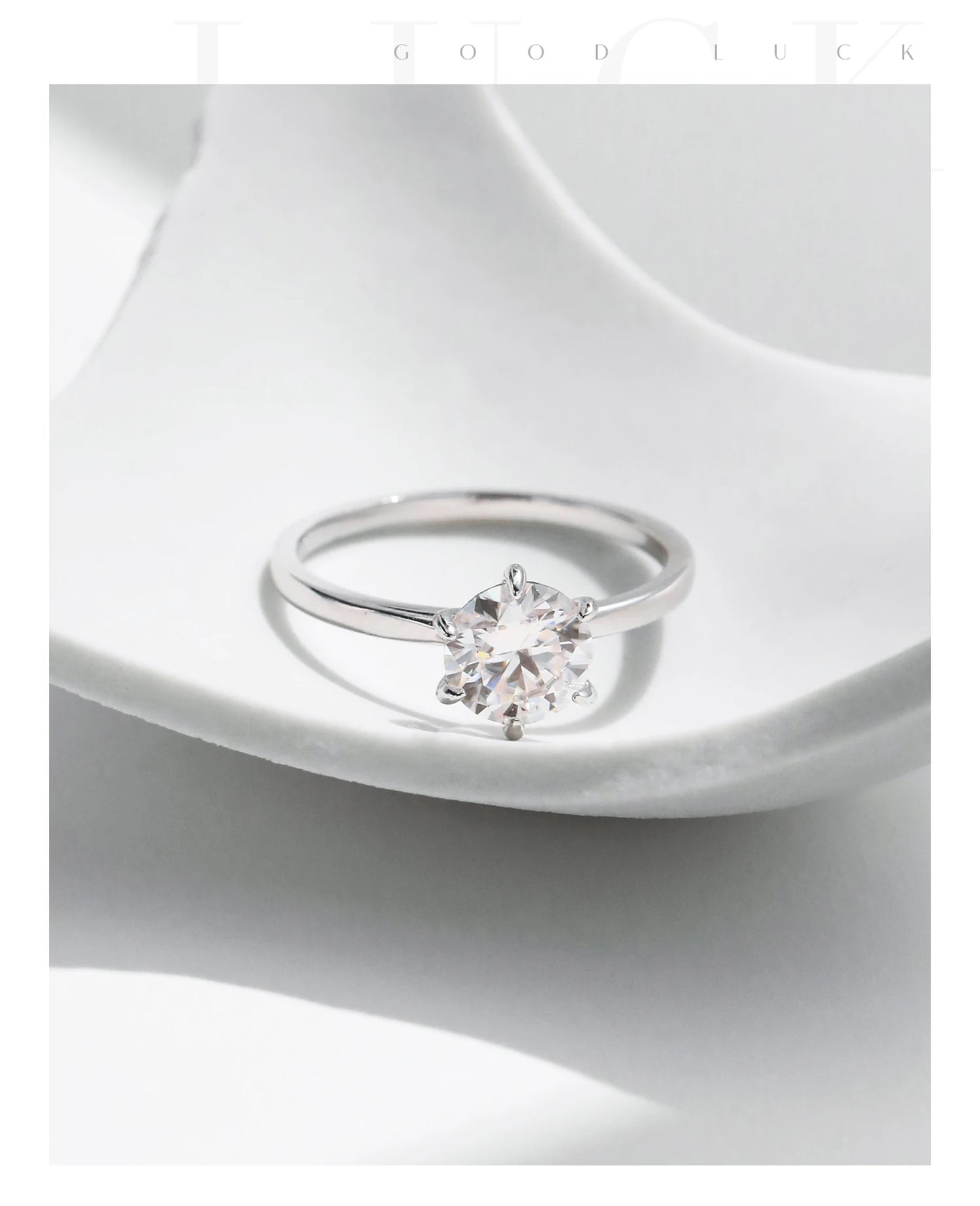 1CT Moissanite Lab Diamond Ring For Women 925 Sterling Silver Wedding Engagement Platinum Plated Fine Jewelry