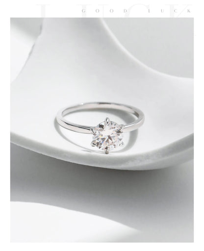 1CT Moissanite Lab Diamond Ring For Women 925 Sterling Silver Wedding Engagement Platinum Plated Fine Jewelry