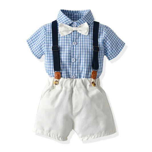 Kids Boys Formal Birthday Outfit Suit Toddler Gentleman Wedding White Shirt 1-7 Years Baby Pants Boys Ceremony Outfits