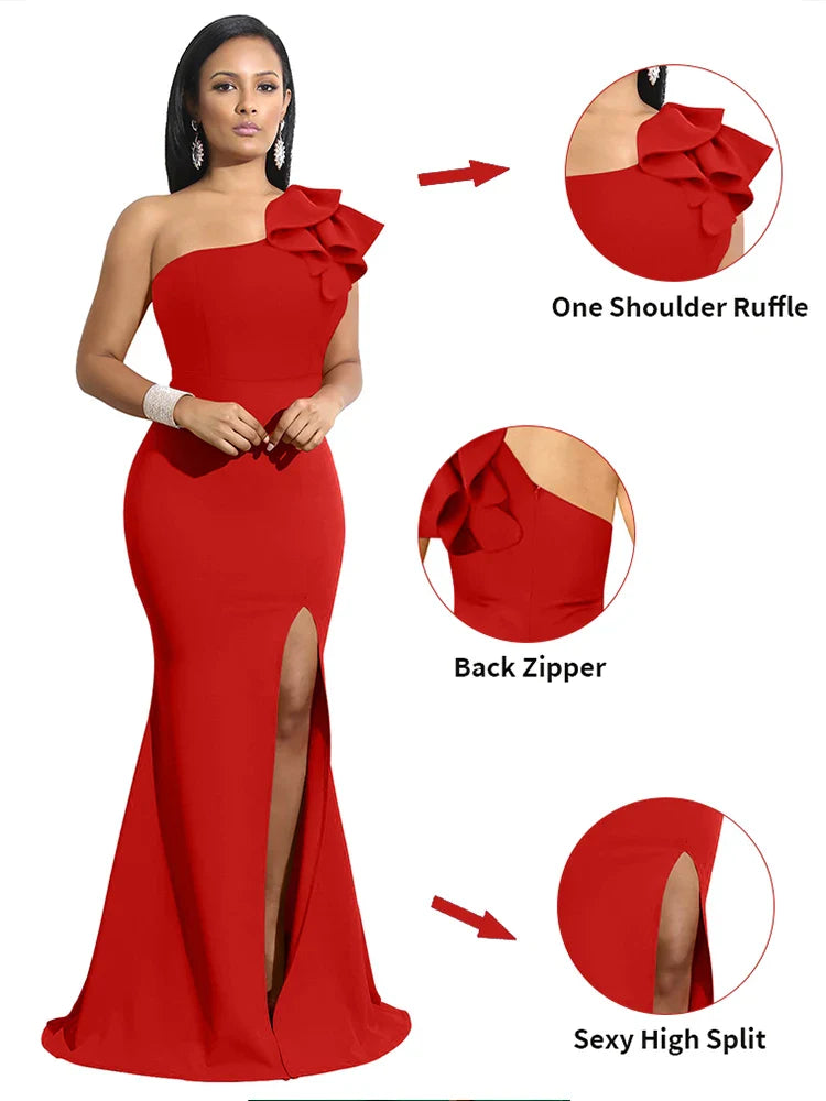 New Summer One Shoulder Split Sexy Dress sleeveless Sloping Shoulders Dresses
