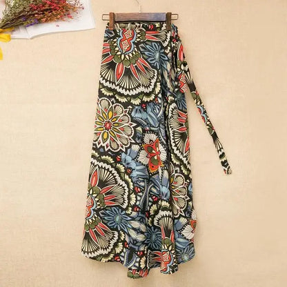 Wrap Skirts Women Casual Chiffon Tie-Waist Ruffle Wide Leg Loose