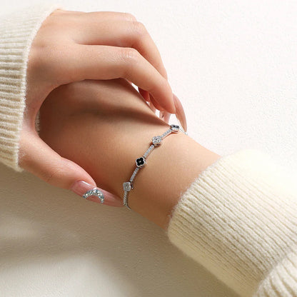 Flowers Design Moissanite Charm Bracelet For Women 925 Sterling Silver 18KGold Plated Tennis Luxury Chain Party Jewelry