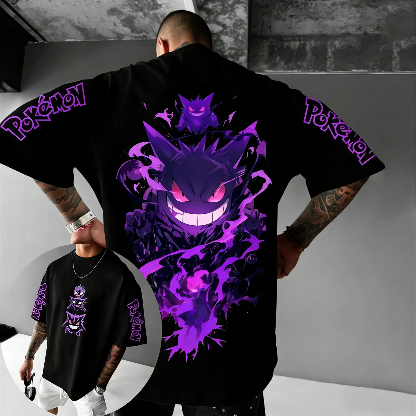 Men Cotton T-Shirt Streetwear Colorful Pikachu & Ash & Friends Print Oversized Casual Daily Wear Anime Fans Gift