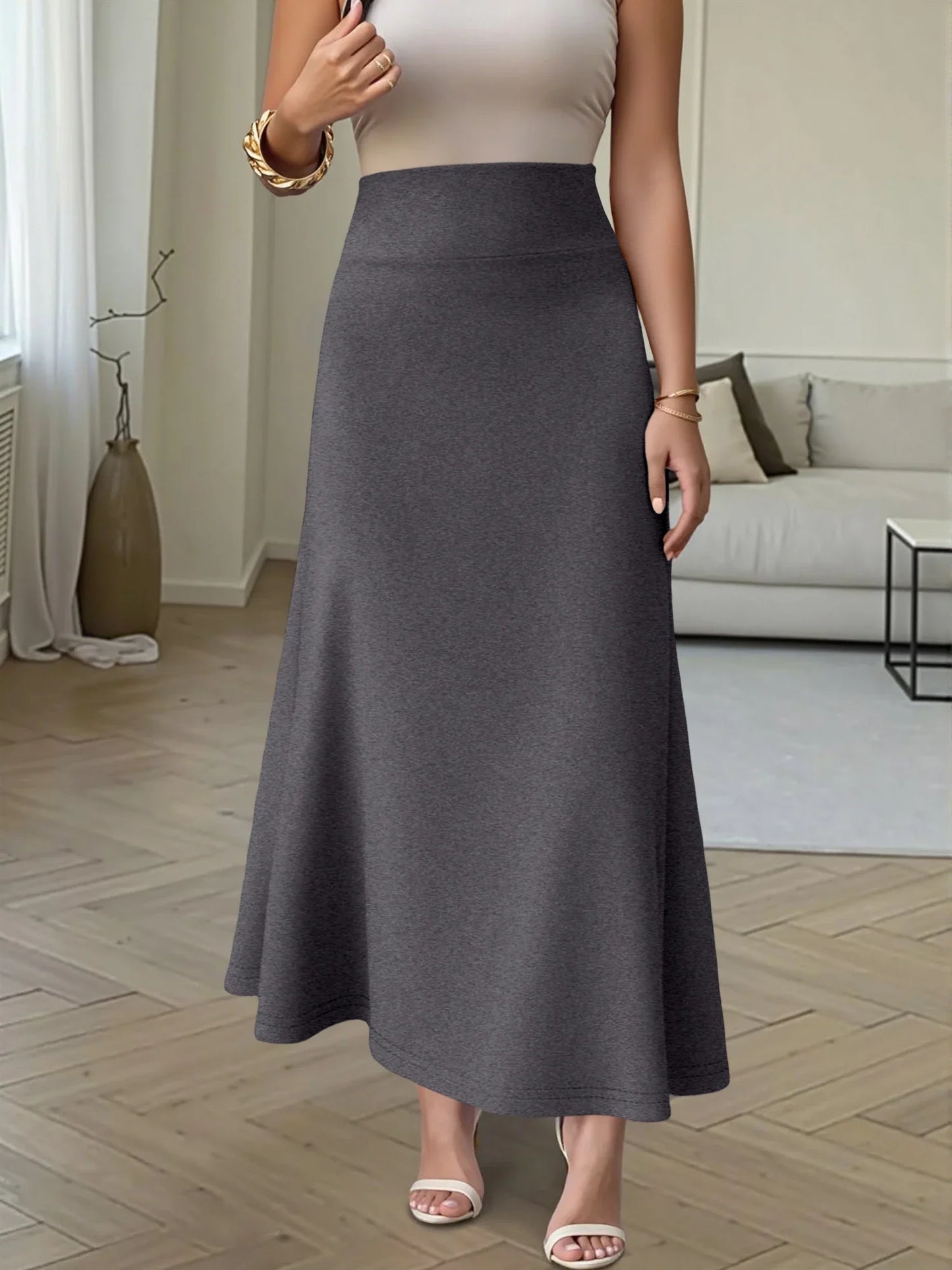 Women Midi Skirt High Waist A line Flowy Design Breathable Material Perfect for Fashion Events Casual Street Style Weekend Trips