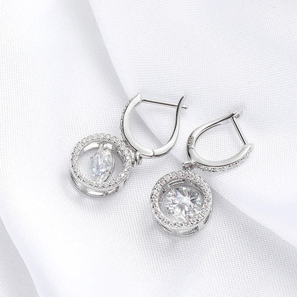 White Gold Plated 0.5/1CT Moissanite Drop Earring for Women Sparkling Beating Heart Earring S925 Sterling Silver Jewelry