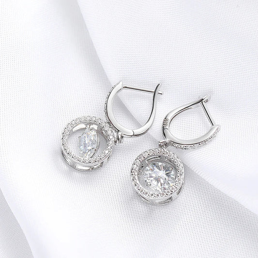 White Gold Plated 0.5/1CT Moissanite Drop Earring for Women Sparkling Beating Heart Earring S925 Sterling Silver Jewelry