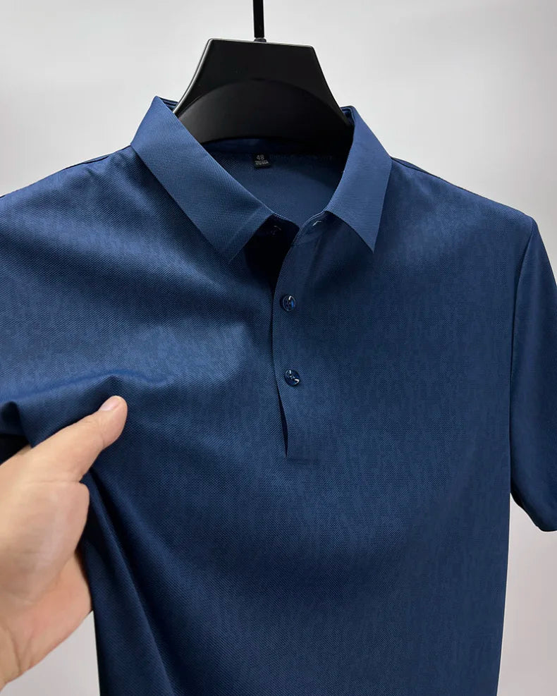High end jacquard design short sleeve T-shirt men new summer ice silk breathable and cool lapel top fashionable brand POLO shirt