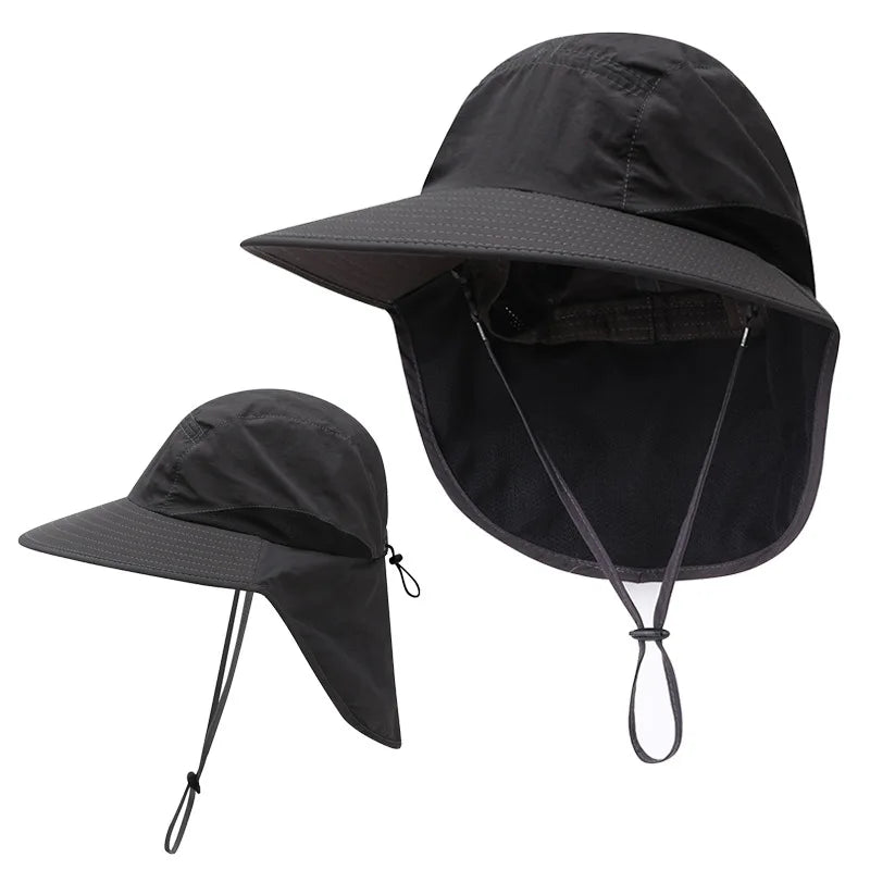 Outdoor Sun Hat for Women Youth Girls 50+ UPF Protection Safari Cap Wide Brim Fishing Hat with Neck Flap BeacH