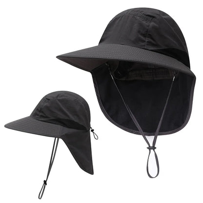 Outdoor Sun Hat for Women Youth Girls 50+ UPF Protection Safari Cap Wide Brim Fishing Hat with Neck Flap BeacH