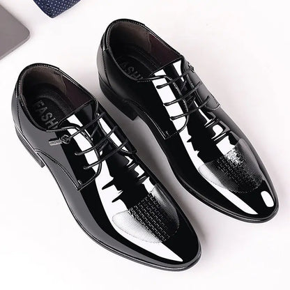 Patent Leather Black Lace Up Pointed Toe Men's Formal Shoes 2025 Style Low Price Office Luxury Designer 39 Suit Social Shoe Male