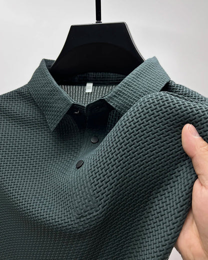 Upto EUR Sizes Tall Man Brand Top-Quality Men's Golf Shirt Lop-up Hollow Short-sleeved Polo Shirt SummerIce Silk Breathable Tee