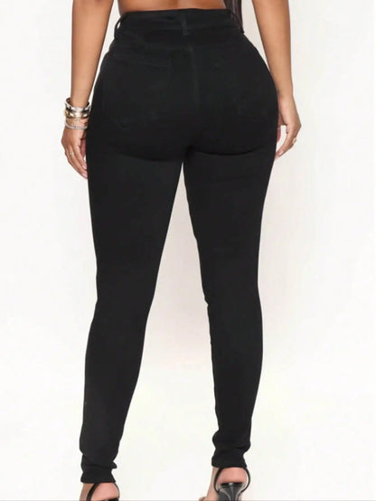 Mid Waist High Stretchy Jeans Women Spring Summer Casual Bottoms