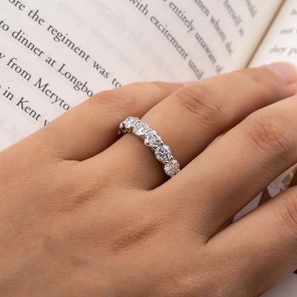 4mm D Color Heart Moissanite Diamond Wedding Band Ring 18K Gold Plated 925 Sterling Silver Eternity Rings Wholesale