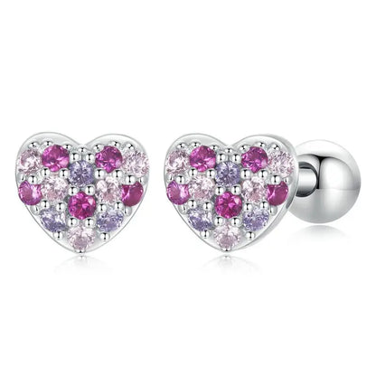 925 Sterling Silver Animals Cute Paws Rainbow Stud Earrings For Women Heart Oval Flower Zircon Crab Ear Studs Jewelry Gift