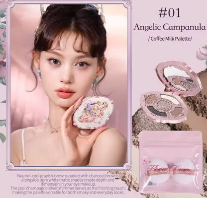 Bunny Garden Collection 6-Color Makeup Eyeshadow Contour Palette Eye Brush Puff Set Eye Glitter Korean Makeup Kit
