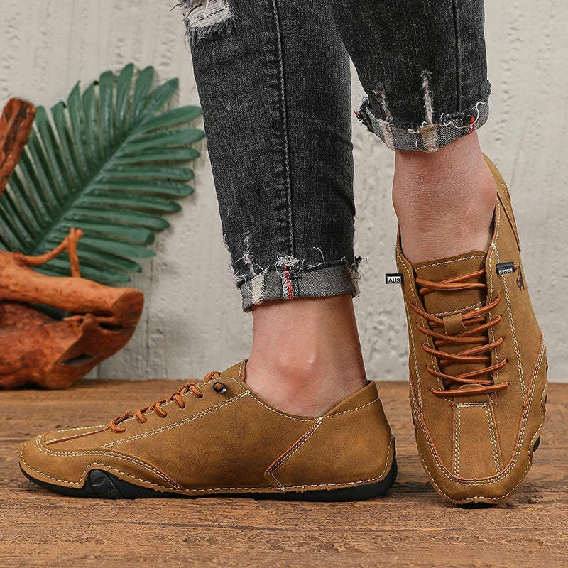 Classic Loafers Trendy Durable Artificial Leather Waterproof Anti Slip Casual Shoes for Outdoor Walking Men’s Motorcycle Boots