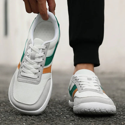 Sapatos Masculinos de Bico Largo Casuais Versáteis com Sola Macia Sapatos de Forma Larga Tênis de Caminhada Malha Respirável Sapatos Confortáveis Estilo Barefoot