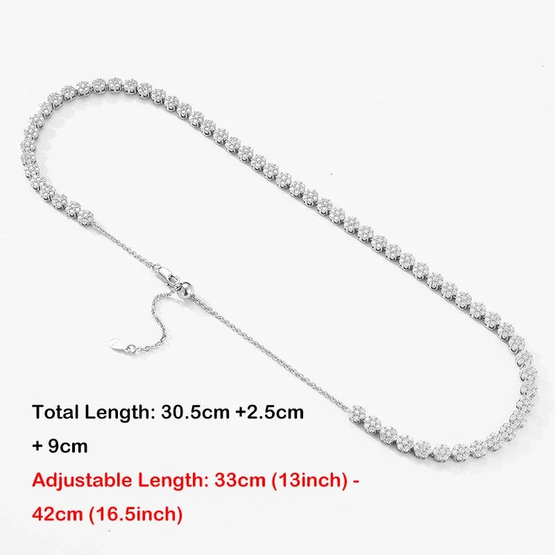 Flower Full 1.5mm D Color Moissanite Diamond Tennis Bracelet for Women 925 Silver GRA Certified Bridal Wedding Bangle Gift