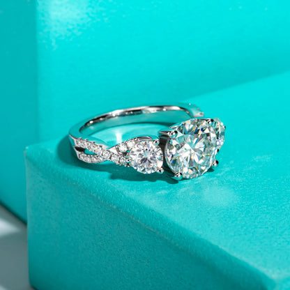 4.25cttw Moissanite Infinity Engagement Rings D Color 925 Sterling Silver 3 Stone Wedding Anniversary Ring For Women