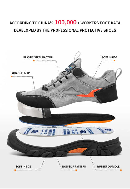 Steel Toe Shoes for Women Comfortable Safety Work Sneakers Industrial Non Slip Shoes Lightweight Puncture Proof Protective Shoes