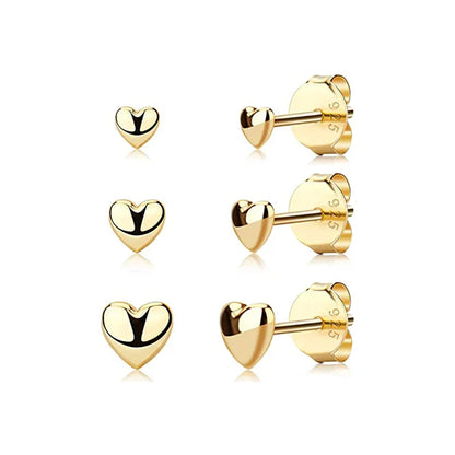 3pcs/set Bling Zircon Earring 925 Sterling Silver Cute Mini Heart Star Stud Earrings Ear Bone Earlobe Piercing Jewerly