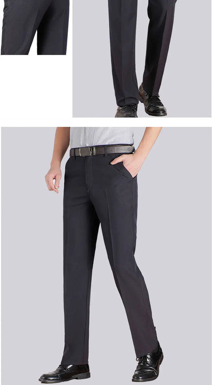 Big Plus Size Formal Pants Men's Bussiness Summer Thin Autumn Thick Black Blue Gray Stretch Loose Suit Office Trousers GOZBKF