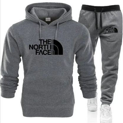 2025 Men's Autumn/Winter Fashion Printed Casual Two Piece Hooded Sports Shirt and Pocket Pants Regular Fit Outdoor Sports Set