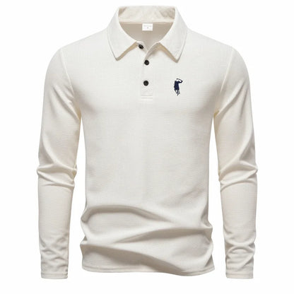 Luxury brand polo shirt long sleeved embroidered design men's top 2025 autumn new comfortable breathable business casual T-shirt