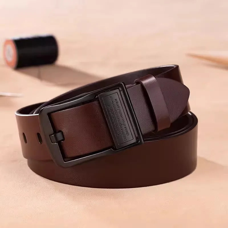 Leather Men's Belt Fashion Metal Alloy Pin Buckle Adult Luxury Brand Jeans Business Casual Waist Male Strap Brand