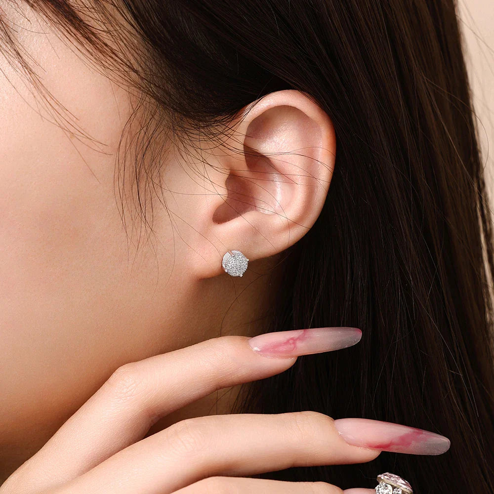 D VVS1 Round Full Moissanite Earrings for Women Men 925 Sterling Silver 18k Gold Shiny Hiphop Studs Party Gift Jewelry