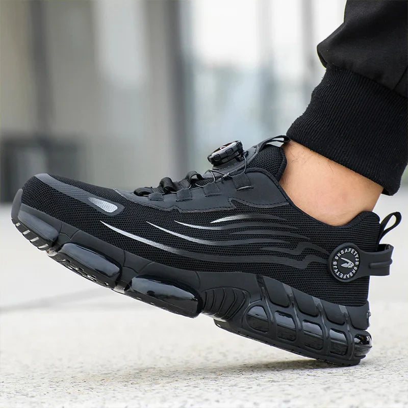 Rotary Buckle Work Safety Shoes For Men and Women Air Soft Sole Lightweight Protective Work Sneakers Men Breathable Boots