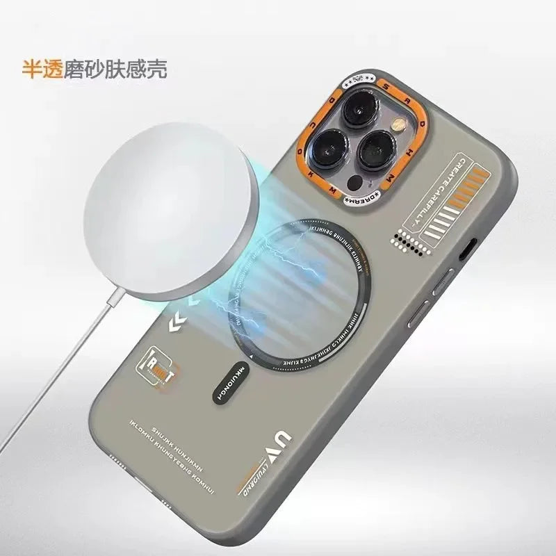 Magnetic Phone Case For iPhone 17 16 15 14 13 Pro Max Air Magsafe Wireless Charge Frosted Metal Lens Frame Buttons Cover