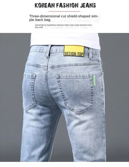 Luxury Summer Designer Korean Classic Streetwear Cowboy Pants for Men Fashionable and Comfortable Boyfriend Skinny Jeans Men