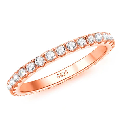 2mm D Color Moissanite Ring 925 Sterling Sliver Solid 18k White Gold Eternity Band Wedding Engagement Rings For Women