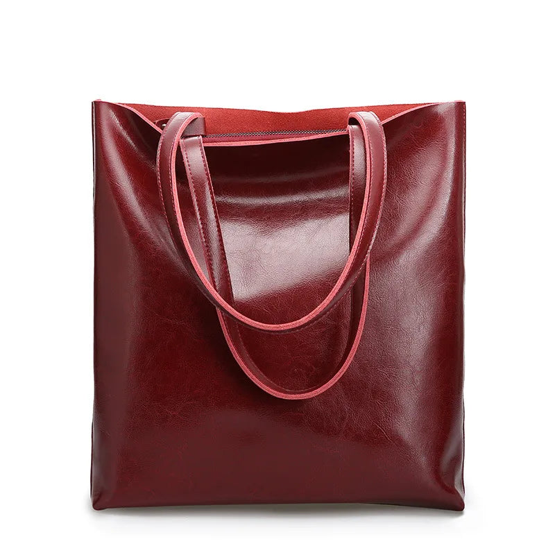 Women Genuine Leather Shoulder Bags Retro Fashion Designer Bag Large Capacity Female Versatile Tote Bag Portable Phone Bag Girl