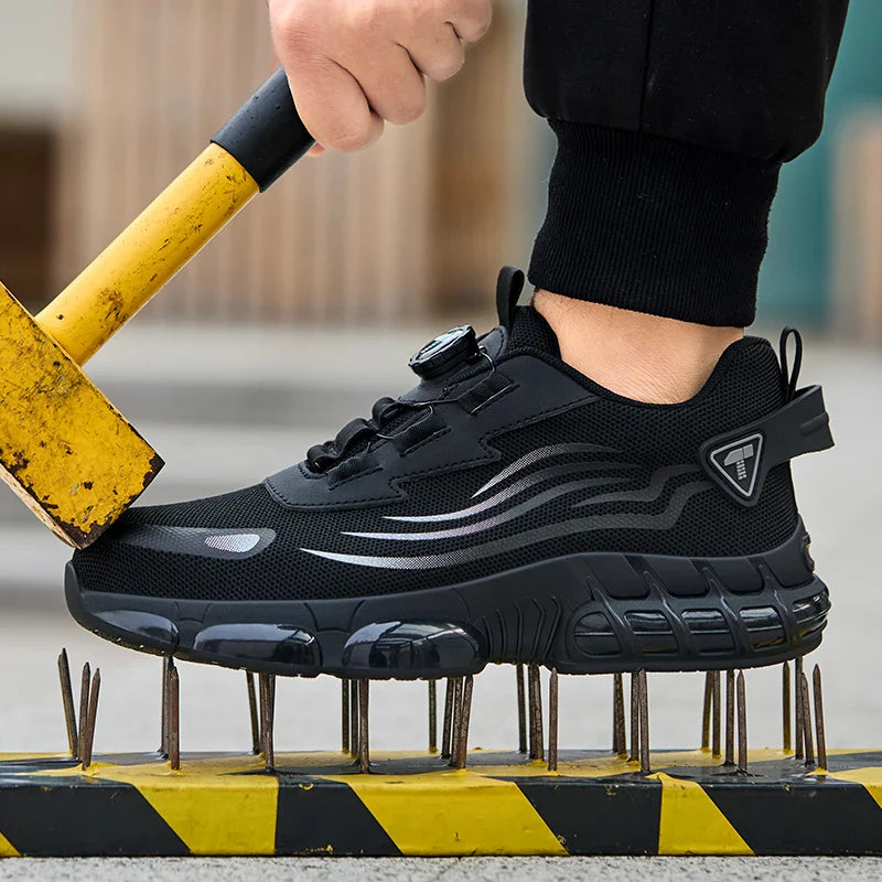Rotary button new safety shoes for men, anti-impact and anti-piercing work shoes, fashionable men's sports shoes Tactical Boots