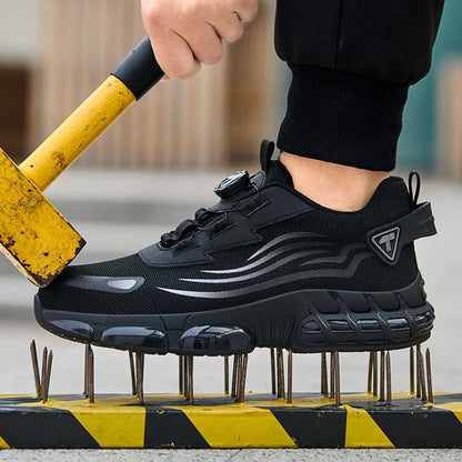 Rotary button new safety shoes for men, anti-impact and anti-piercing work shoes, fashionable men's sports shoes Tactical Boots