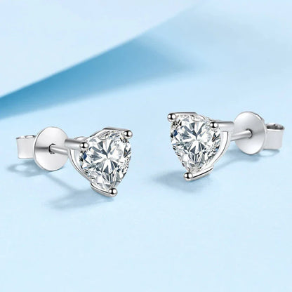 1CT 2CT Heart Cut Moissanite Studs Earrings for Women Lab Diamond 925 Sterling Silver Women's Earrings Wedding Jewelry