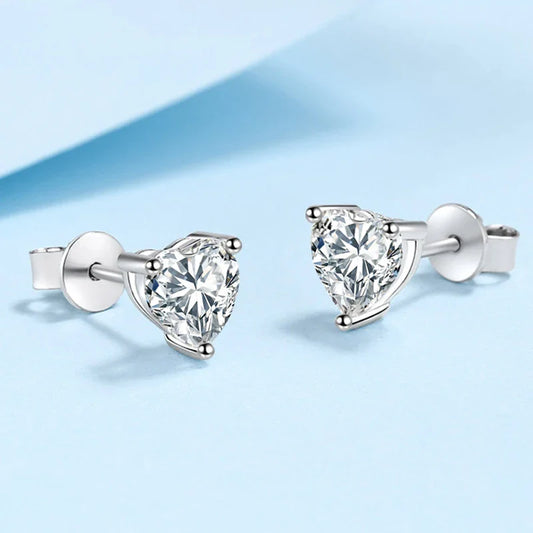 1CT 2CT Heart Cut Moissanite Studs Earrings for Women Lab Diamond 925 Sterling Silver Women's Earrings Wedding Jewelry