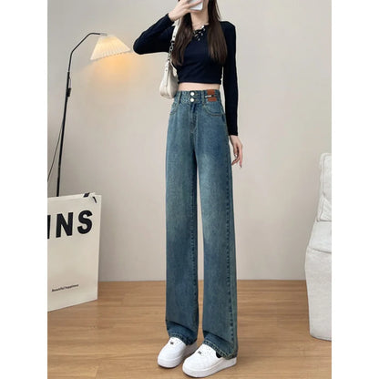 Calça Jeans Casual Lisa de Cintura Alta
