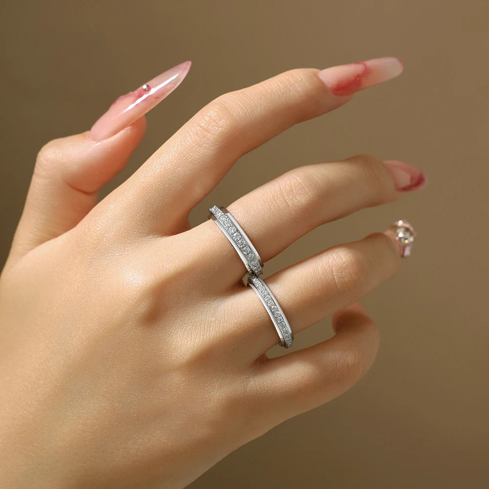 Hot Moissanite Rotating Rings for Women Men 925 Sterling Silver Fidget Anxiety Ring Versatile Daily Wear Simple Jewelry