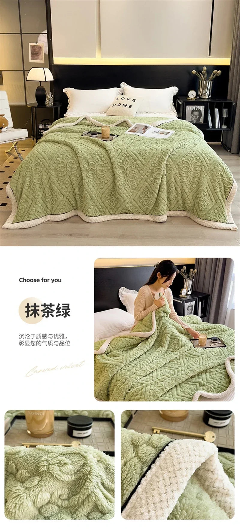 New Carved Velvet Warm Autumn Winter Blanket for Bed Soft Fluffy Sofa Blankets Warmth Cozy Coral Flannel Sofa Cover Blanket Nap