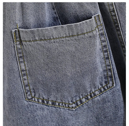 Plus Size Shorts For Women 2024 Summer New Arrivals High Elastic Waist Crimping Wide Leg Loose Streetwear Blue Jeans Shorts