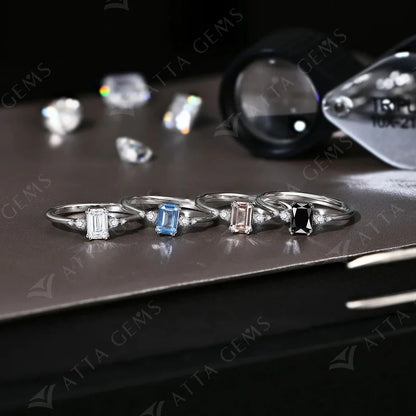New Emerald Cut 0.6CT Moissanite Diamond Ring for Women DVVS1 Color Classic Engagement Wedding Fine Jewelry Luxury Gift