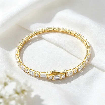 Emerald Cut Original Moissanite Tennis Bracelet for Women Men Hip Hop Jewelry Full Diamond Chain S925 Sterling Silver