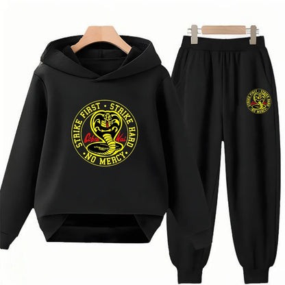 Children's Hoodie+Pants black Children cobra stamp Coat Boys Girls Hoodie Tops Leisure Sweatshirr Toddler 3-12 Year Clothing