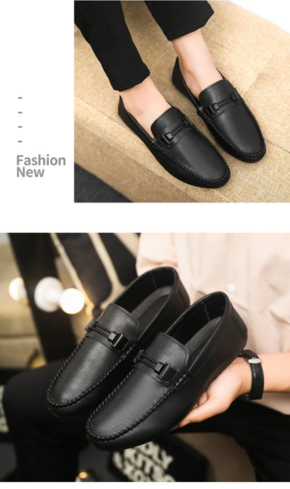 Trend White Loafers Man Big Size 46 Breathable Lightweight Men's Leather Shoes Comfortable Casual Shoes Men Driving Shoes